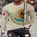 Stylisches Mexiko Adler 3D-Druck Langarm-T-Shirt für Herren Streetwear Fashion - XXS / Tops / Sand-Azteke (CT15)