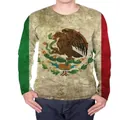 Detaillierte Vorderansicht des Mexiko-Flaggen 3D-Druck Langarm-T-Shirts. - XXS / Tops / Weißer Adler Schlange (CT16)
