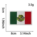 Vista dettagliata della toppa ricamata bandiera Messico con misure 8x5 cm - Supporto Termoadesivo