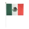 Petit drapeau national du Mexique portatif avec bâton blanc pour le soutien des fans de sport - Drapeau à Main du Mexique / Lot de 10