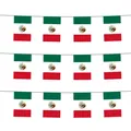 Vue détaillée des drapeaux mexicains en guirlande avec emblème sur fond blanc - Banderole Rectangulaire / 20 Pièces/Paquet (14x21cm)