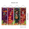Lot de 4 bannières suspendues squelette Jour des Morts pour décoration de porte Halloween - Style Personnages de Groupe Squelette (WLD3-04) / Set de 4 pièces / Multicolore (300D Oxford)