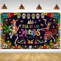 Vibrant Day of the Dead party backdrop featuring traditional Mexican skull designs - Day of the Dead Style 07 / 150*100CM