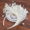 Detailed view of elegant white feather headband for masquerade party and festival. - White