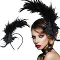 Eleganter schwarzer Feder-Haarreif für Halloween-Partys und Karnevalskostüme - Schwarz