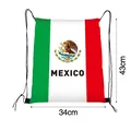 Mexico flag drawstring bag featuring national crest and dimensions 43x34cm for sports - Mexico Pongee Drawstring Bag