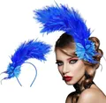 Vibrant blue feather headband for Halloween parties and carnival festival performances - Blue