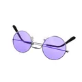 Vista frontale di occhiali da sole rotondi hippie con lenti viola e montatura argento - Occhiali da sole / Occhiali Segno della Pace Viola (PJ9114-3)