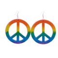 Dettaglio degli orecchini hippie arcobaleno con segno della pace per feste - Stile a Gancio / Orecchini Segno della Pace Arcobaleno - Gancio (PJ9718A)