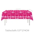 Tovaglia messicana Giorno dei Morti rosa con motivi di teschi e sombreri messicani - Tovaglia Stile 03 / 137x274cm