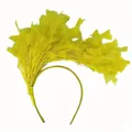 Vibrant yellow feather fascinator headband for festive parties and masquerade costumes - Yellow