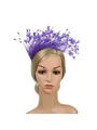 Elegant purple feather fascinator headband hair accessory for parties and carnival events - Purple