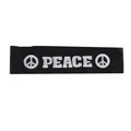 Dettaglio di una fascia per costume hippie nera con segno di pace bianco e testo - Cerchietto / Fascia per Capelli Hippie (PJ9114-1)