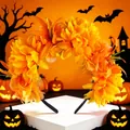 Serre-tête Halloween aux fleurs de souci orange vif pour fêtes et déguisements - Orange