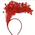 Vibrant red feather headband for carnival masquerade parties and festive celebrations - Red