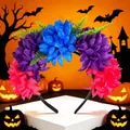 Vue détaillée du bandeau de fleurs de souci artificielles pour la fête d'Halloween - Souci Fleur Artificielle (FG226-4) / Coloré