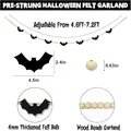 Détails précis de la guirlande d'Halloween en feutre et perles de bois avec dimensions - Style Chauve-souris Perles en Bois