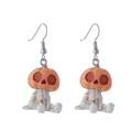 Boucles d'oreilles mignonnes citrouille squelette d'Halloween pour fête - Squelette à Tête de Citrouille (8)