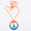 Regenbogen-Friedenszeichen-Anhänger-Halskette mit orangefarbener Kordel für Hippie-Partys - Halskette / Regenbogen Friedenszeichen (PJ9194A)