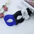 Máscara de purpurina azul y negra para el Día de los Muertos con calaveras y flores - Máscara Puntiaguda con Purpurina / Azul negro