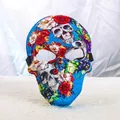 Hand-painted resin skull mask with vibrant floral patterns for Day of the Dead parties - Rose Pattern Skull
