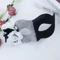 Glitter spliced half-face masquerade mask with roses for Halloween party - Glitter Pointed Mask / Silver Black