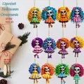 Lot de 12 ornements plats en bois fille tête de mort pour le Jour des Morts decor - Lot de 12