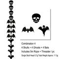 Set ghirlanda di Halloween in feltro con teschi neri, fantasmi e pipistrelli decorativi - Stile Verticale Misto / Set da 12 Pezzi