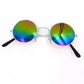 Klassische Hippie-Rundsonnenbrille mit bunten Regenbogengläsern für Kostümpartys - Sonnenbrille / Regenbogen Brille (PJ9818)