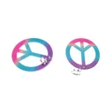 Orecchini a clip con segno di pace sfumato colorato per costumi a tema hippie - Orecchini a clip / Orecchini Segno della Pace Viola (PJ9896-2)