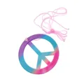 Collana con segno della pace colorato con cordino rosa per feste a tema hippie - Collana / Collana Segno della Pace Viola (PJ9896-1)