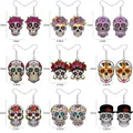 Lot de 9 boucles d'oreilles crâne en acrylique avec dimensions précises de hauteur. - Styles 1-9 (9 Paires au Total) / Ensemble De 9