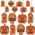 Décorations Halloween Jour des Morts en bois fantôme citrouille tête de mort set - Lot de 12