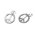 Orecchini a clip con segno della pace in argento per costumi da carnevale hippie - Orecchini a clip / Orecchini Segno della Pace Argento (HH001761C)