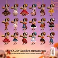 Lot de 18 ornements en bois Jour des Morts avec des serveurs en forme de crâne colorés - Style Serveur Crâne de Sucre Coloré / Ensemble de 18 Pièces