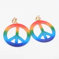 Orecchini a clip con segno della pace arcobaleno per costumi da festa a tema hippie - Orecchini a clip / Orecchini Segno della Pace Arcobaleno - Clip-on (PJ9718B)