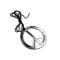 Classica collana con ciondolo segno della pace argento con cordino nero per feste hippie - Taglia Grande / Grande Anello Segno della Pace Argento (HH001761A)