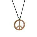 Collana con ciondolo segno della pace marrone con cordino nero per feste hippie - Collana / Collana Segno della Pace Bronzo (PJ9297-1)