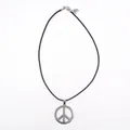 Collana con pendente simbolo della pace in argento vintage con cordino nero regolabile - Collana / 3,6 cm / Collana Segno della Pace in Metallo - 3.6cm (PJ9817)
