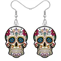 Boucles d'oreilles tête de mort en acrylique colorées pour Halloween pour femmes - Style 5