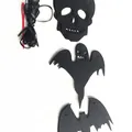 Ghirlanda di Halloween in feltro nero con teschio fantasma e pipistrello per festa - Stile Orizzontale Misto / Set da 12 Pezzi
