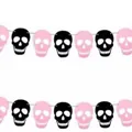 Ghirlanda decorativa di teschi in feltro rosa e nero per decorazioni di Halloween - Stile Orizzontale a Teschio / Set da 12 Pezzi / Rosa e Nero
