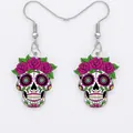 Boucles d'oreilles tête de mort Halloween colorées en acrylique pour femmes et filles - Style 8