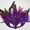 Elegante violette Pailletten-Maskerade-Maske mit Federn für Partys und Karneval - Lila Flamme Pailletten Feder