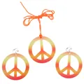 Set di gioielli hippie segno di pace con collana sfumata arancione e orecchini abbinati - Set / Set Segno della Pace Sfumatura Oro (PJ9194E-1)