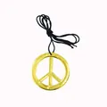 Collana con pendente segno della pace dorato con cordino nero per costume hippie - Taglia Piccola / Piccoli Orecchini Segno della Pace Argento (HH001761C)