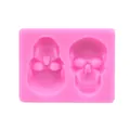 Vibrant pink skull-shaped silicone mold for DIY Halloween fondant and cake decoration - Skull (50-1734-A) / Pink