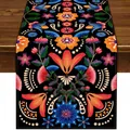 Colorful Mexican Day of the Dead floral bird print table runner pattern design detail - Style 14 / 183x33cm