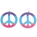 Grandi orecchini segno della pace colorati con gradiente viola blu rosa per look hippie - Stile a Gancio / Orecchini a Gancio Segno della Pace Viola (PJ9896-2)