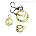 Set collana e orecchini con segno della pace hippie dorato per feste di carnevale - Set / Set Collana e Orecchini Segno della Pace Oro (HH001761F)